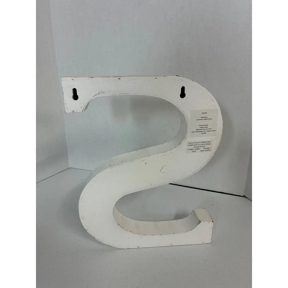 Hobby Lobby Distressed White Wood Letter S Wall Decor 11x14 Farmhouse Monogram